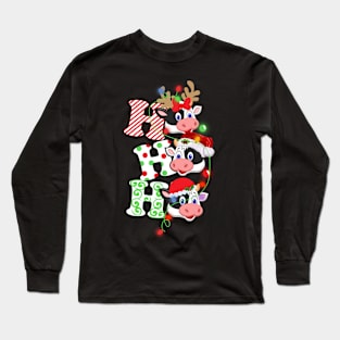 Ho Ho Ho Funny Christmas For Cow Lovers Long Sleeve T-Shirt